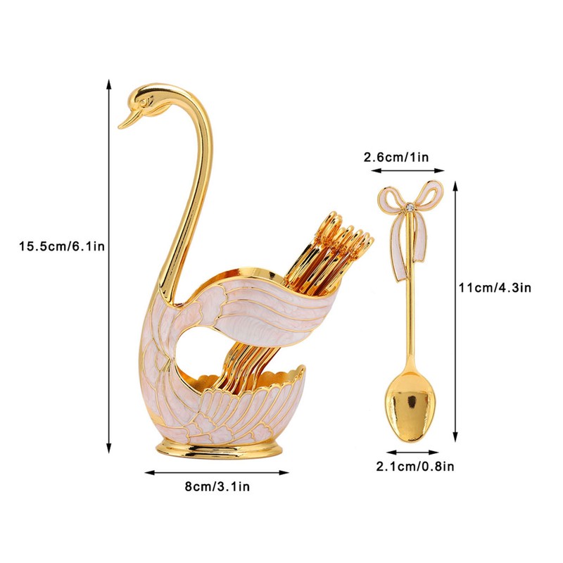 Coffee Dessert Spoon Set European Style Elegant Swan Fruit Scoop