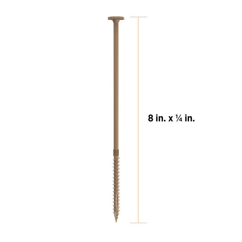 1/4" Multi-Purpose Flat Head Structural Screw - 8" x 1/4"