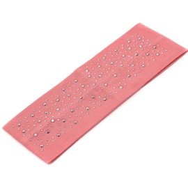 Mytoptrendz® Kylie Hair Band Wide Soft Stretchy Headband for Women Elastic Fabric Hair Wrap Girls Bandeau Embellished with Sparkly Rhinestone (Coral pink)