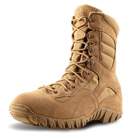 Belleville Khyber TR550 8" Combat Boots for Men - Lightweight, Hot Weather, Multi-Terrain Military Boots - Army OCP ACU - Coyote Brown Leather & Nylon with Vibram Traction Outsole - 9.5