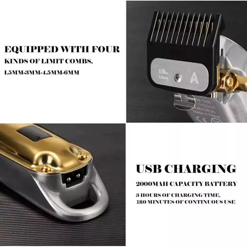 Kemei Golden Cordless Professional Hair Clippers Hair Trimmer For Men