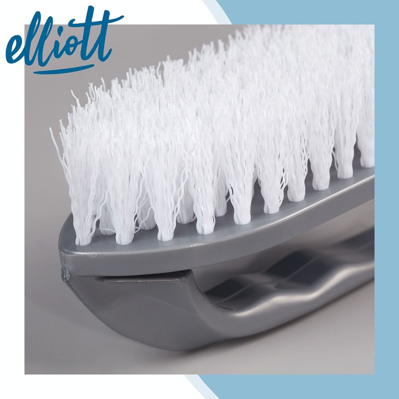 Elliott Iron Shaped Scrubbing Brush with Curved Grip Handle, Durable