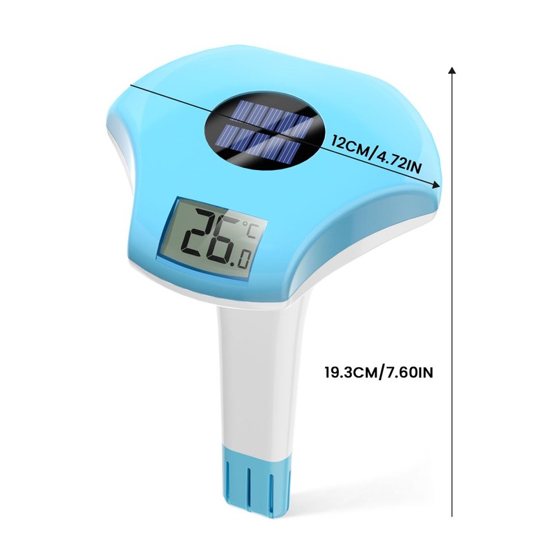 BALDR Floating Pool Thermometer, Solar Powered Pool Thermometer, Easy-to-Read/Use