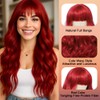 WAVE&BREEZE Long Red Wigs with Bangs 26Inch Wavy Curly Hair