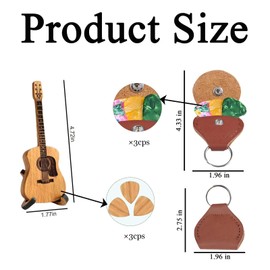 6 Pcs Wooden Guitar Plectrum Case, Guitar Pick Holder with Guitar Picks, Plectrum Holder Storage Pick, Suitable for Art Gifts Pick Storage and Tabletop Displays