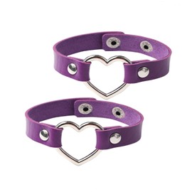 MILAKOO Vintage Goth Bracelets for Women Men Cool Jewelry Red PU Wristband E-girl Fashion