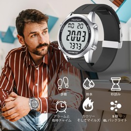 Hearkent Pedometer Senior Walking Watch Non-Bluetooth App Free Pedometer with LCD for Men Women