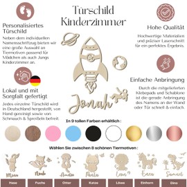 Personalisiertes Türschild Kinderzimmer mit Name – Weltraum Astronaut – Holz Namensschild - Baby Zimmer Dekoration - Namensschild Kinderzimmertür & Holzbuchstaben Kinderzimmertür (Weltraum Astronaut)