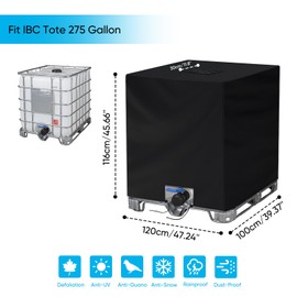 NEVERLAND IBC Tote Cover 275 Gallon - 420D Water Tank Cover, Black Tote Sunshade Waterproof Protective Cover Fit 1000L Garden Water Tank
