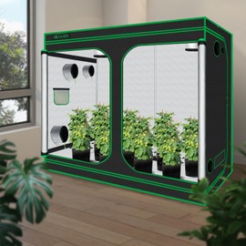 Green hut Grow Tent 96"x48"x78" 600D Mylar Hydroponic Indoor Grow Tent with Observation Window, Removable Floor Tray and Tool Bag for Indoor Plant Growing 8x4