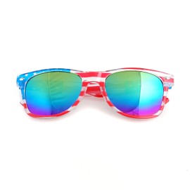SHADERZ American America USA Flag Sunglasses Patriotic Clear Frame Classic 80s (Multicolor, 52)