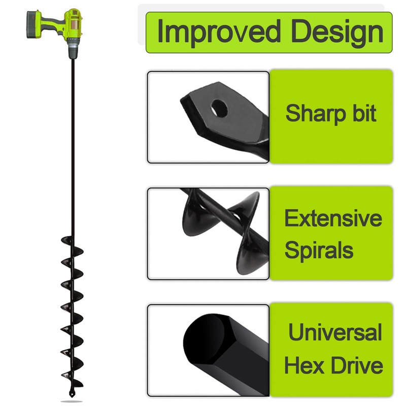 TCBWFY 2x32 Inch Auger Drill Bit for Planting - Long