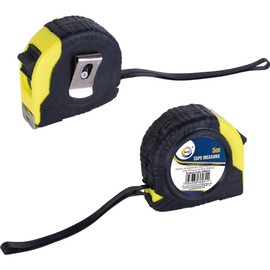 DID Reractable Tape Measure 5m/16ft, Imperial/Metric Measurements with Durable Clip, Griplock Technology (Black/Yellow)