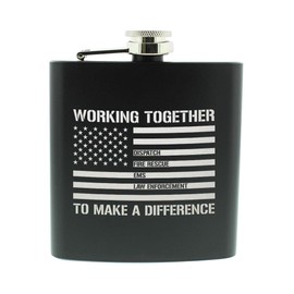 Fire Fighter Gifts For Son First Responders Working Together To Make A Difference 5-Pack 6oz Stainless Steel Hip Flasks Black