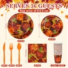 Yungyan 252 Pcs Fall Maple Leaves Plates and Napkins Set