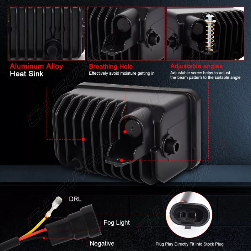 CHUSYYRAY Rectangular LED Fog Lights Assembly Kit For Ford F150