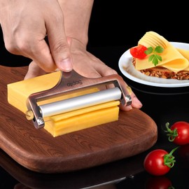 Sopito Cheese Slicer Stainless Steel Wire Cheese Slicer With 3 Extra Wires Great for Cheddar, Gruyere, Raclette, Mozzarella Cheese Block, Adjustable Thickness, Copper