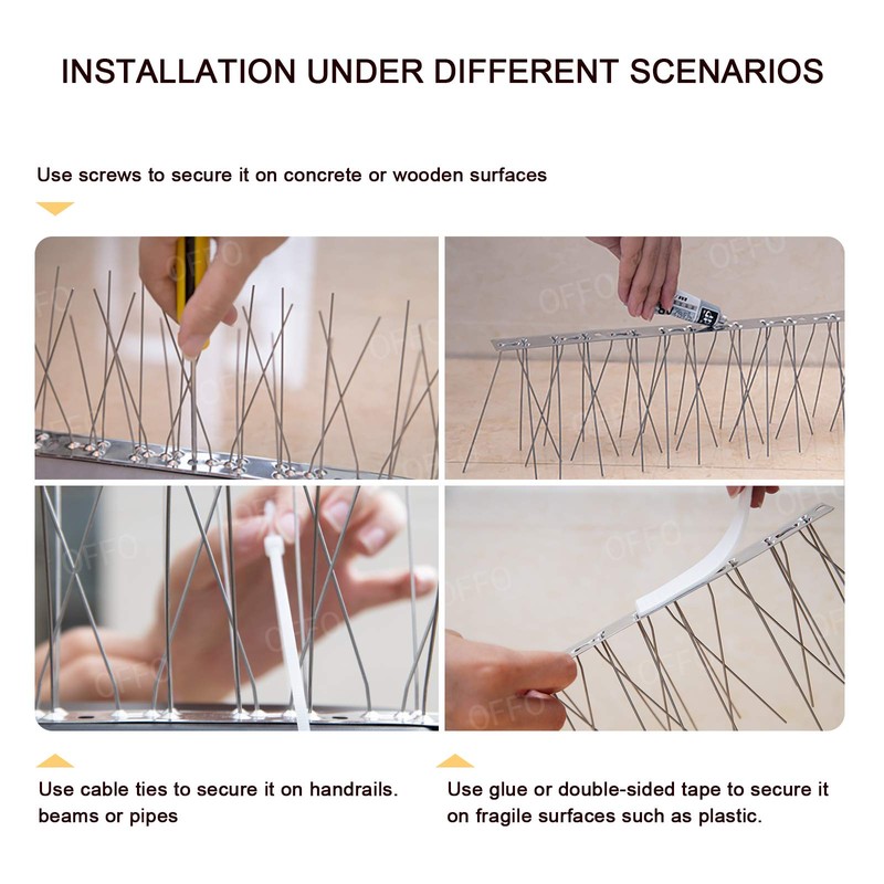 OFFO Bird Spikes Pre-Assembled for Pigeons Birds, Cover 48.7 Feet