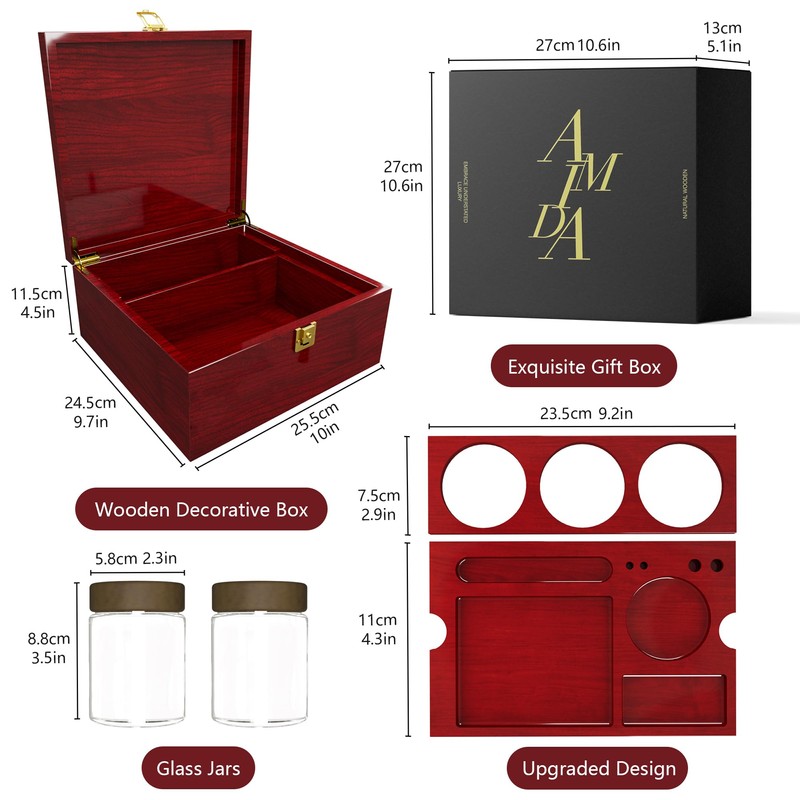 Large Wooden Box Decorative Storage Box with Lock & Accessories