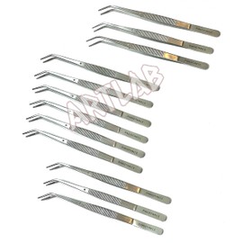 ArtLab-New Dental College Cotton Plier Tweezer Dressing plier angled 6" tweezer serrated plier Dental Instruments Premium Stainless Steel (PACK OF 25 EACH)