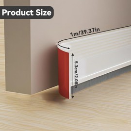 LIULINY Türdichtung Zugluftstopper, 100cm Türdichtung Selbstklebend, Bürstendichtung Selbstklebend, Zugluftstopper für Zimmertür, Silikon Bürstendichtungfür Alle Arten von Türböden Weiß Breite 5,3cm