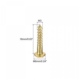 sourcing map Pack of 50 Wood Screws M3 x 16 mm Slotted Round Head Brass Tapping Screw