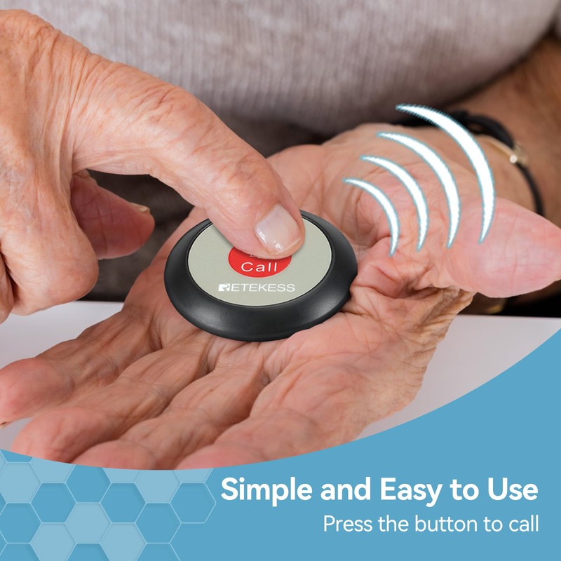 Retekess TH009 Life Alert System,Caregiver Pager,Wireless Nurse Call System,Waterproof,5 Alert