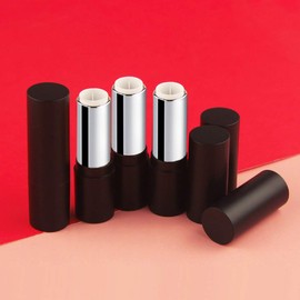 lasenersm 4 Pieces 3.5g Empty Lipstick Tubes Refillable Lip Balm Tubes Lip Gloss Tube Holder Containers with Lids for DIY Make Up Cosmetic Travel Daily Life, Outer Black Inner Silver