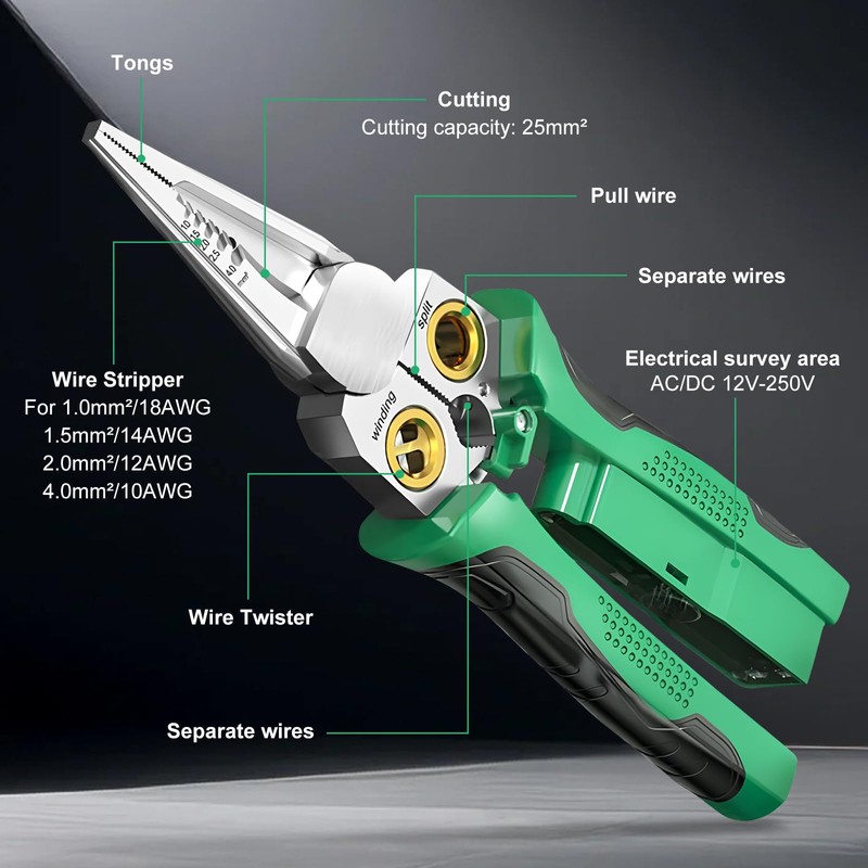 8 in 1 Wire Stripping Pliers with Voltage Tester, Multi-function