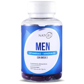 NatGel Multivitaminico para Hombre con Omega 3 | Energia, Vitalidad y Rendimiento Diario | Vitaminas, Minerales y Antioxidantes | Apoyo Nutricional Completo | 120 Capsulas Softgels de 1,300 mg