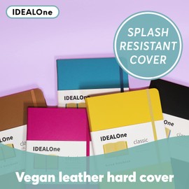 IDEALOne Classic Hardcover Lined Notebook Journal – Work, Home, School, 5.7 x 8 inches, 7mm wide college ruled,160 Pages, 100GSM, Elastic Band, Ribbon Bookmark, Caramel Brown