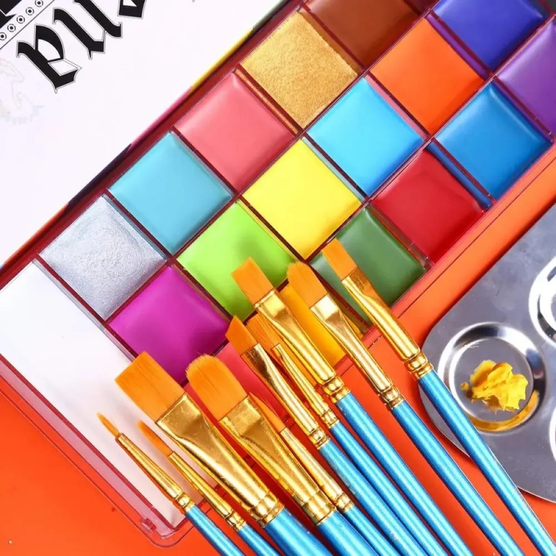 Kit Completo De Maquillaje Acuarela Para Rostro Y Cuerpo