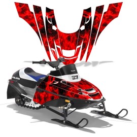 Wholesale Decals Snowmobile Graphics kit Decal for Polaris XC 120 2000-2020 Red Flames