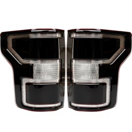 Brake Tail Light Rear Lamp Compatible With Ford F150 F-150 2018 2019 2020 Driver and Passenger Side Smoke Black Halogen Type OE-Style with Bulbs and Harness NON LED, NON Blind Spot Replace#JL3Z13405H