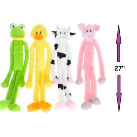 Large Extra Long Legs Over Sized Plush Animal Themed Dog Toys 27 inch Multiple Squeakers (Set of All 4 Colors)