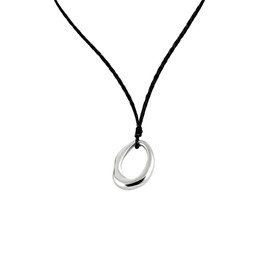 Ailiessy Boho Pendant Necklace for Women Chunky Circle Necklace Layered Circle Leather Choker Necklaces Minimalist Jewelry Christmas Gifts Stocking Stuffers(01 Sliver)