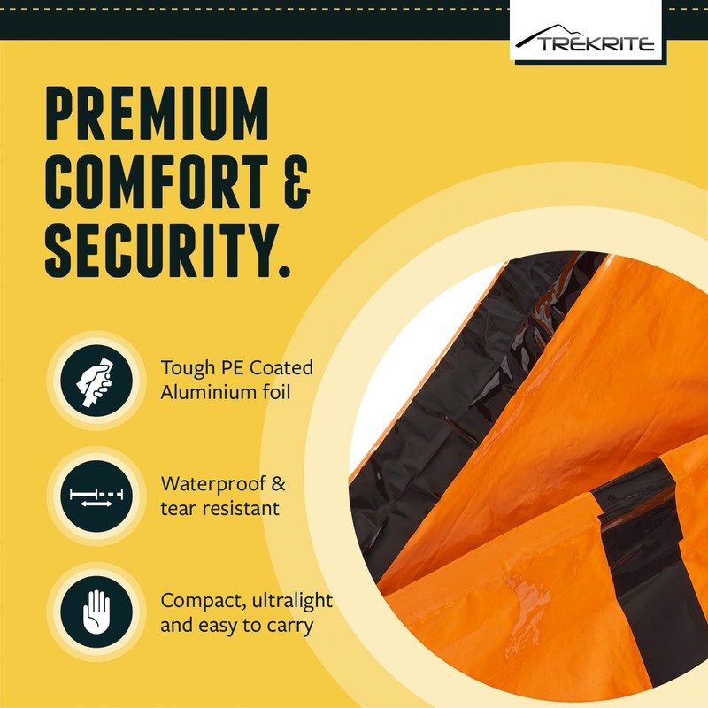 Emergency Waterproof Survival Bivi/Bivvy Bag – Lightweight Thermal Insulated Foil