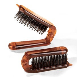Pokmil Hair Brush, Pig Hair Brush, Set of 2, Brush, Hair Comb, Anti-Static, Scalp, Portable Brush, Hair Quality, ABS, Men's, Women's, Children's, Unisex, Foldable, 180°, Suitable for All Hair Types