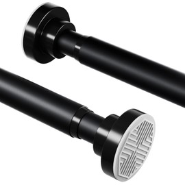 Shower Curtain Rod 26-76 Inch, Non-Slip Spring Tension Shower Rod, Stainless Steel Adjustable Telescoping Rod, 1 Inch Diameter No-Drilling Curtain Rods for Bathroom, Window, Wardrobe, Room Divider