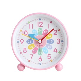 Alarm Clock, Educational Clock, Desk Clock, Children, Learning Clock, Analog Clock, Silent Continuous Second Hand, 24 Hour Display, Auxiliary Numerals Included, Night Light, For Kids, Students, Easy