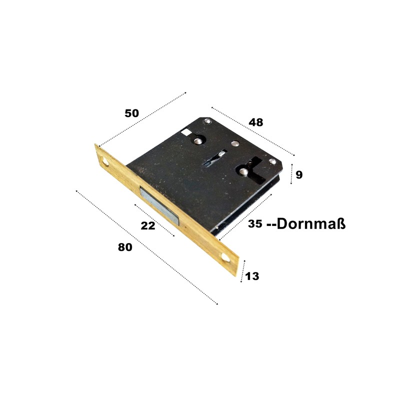 Holzando.de Mortice Lock with Key (E-b, 35 mm)