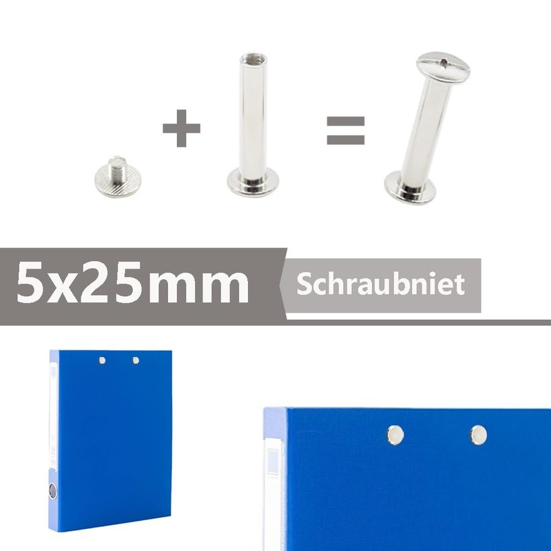 Hocansen 50 Set Chicago Screws M5x25mm Leather Screw Nail Rivet