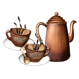 Touch of Class Perfect Indulgence Coffee Metal Wall Art Brown 24" Wx16 H