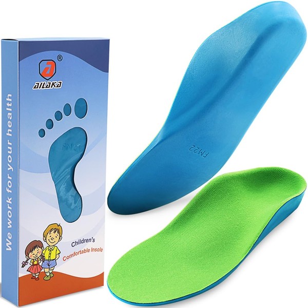 Ailaka Kids Orthotic Arch Support Shoe Insoles, Children PU Foam Cushioning Inserts for Flat feet, Plantar Fasciitis, Feet Heel Pain Relief
