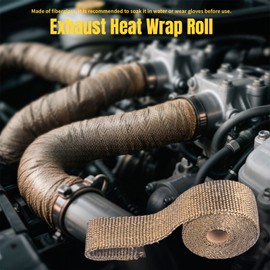 ZHSYMX - Rollo de envoltura de calor de escape de titanio de 2 x 20 pulgadas para motocicleta, tubo de escape de coche, cinta silenciadora de aislamiento térmico con lazos inoxidables