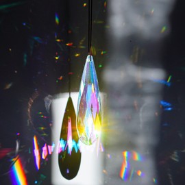 H&D HYALINE & DORA Long Crystal Drops Prism Hanging, Crystal Sun Catcher Pendant, Glass Prisms Ornament Window Suncatcher Decor, 120 mm