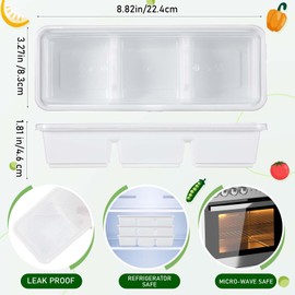 Hushee 5 Pack 17 oz Small Meal Prep Containers 3 Compartments with Lids, Disposable Plastic Bento Boxes Reusable Stackable Food Containers Travel Lunch Boxes for Office, Picnic (White)