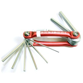 ARTESIA TOOL 9 Piece Hex Key Set | Includes Key Sizes: 1/16" (0.16 cm) to 1/4" (0.64 cm) | Red Anodized Frame | Handy Tool For Assembling Furniture, Loosening & Tightening Bolts, Auto Bike Repairs