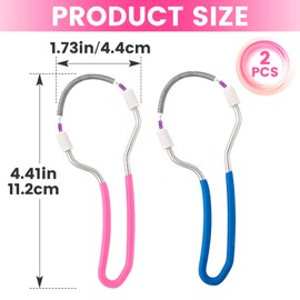 YALOJE 2pcs Manual Facial Hair Remover, Portable Stainless Steel Spring Epilator with Bead, Mild Facial Threading Hair Remover for Women Men - Blue, Pink