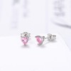 Small Silver Stud Earrings for Women, 2 Pairs Heart Cut